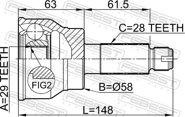 Febest 0710-037 - Шарнір, ШРУС, приводний вал autozip.com.ua