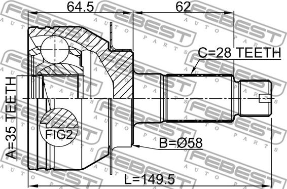 Febest 0710-RW415 - Шарнір, ШРУС, приводний вал autozip.com.ua