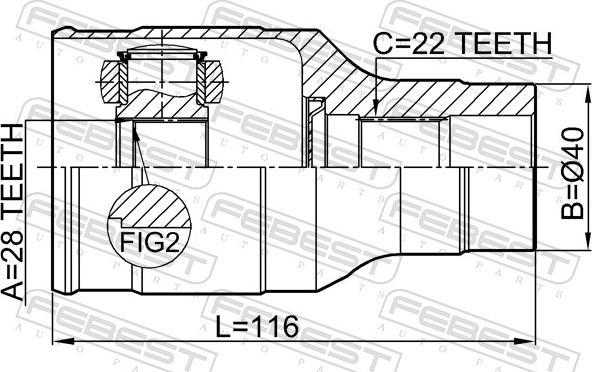 Febest 0711-RS415RH - Шарнір, ШРУС, приводний вал autozip.com.ua