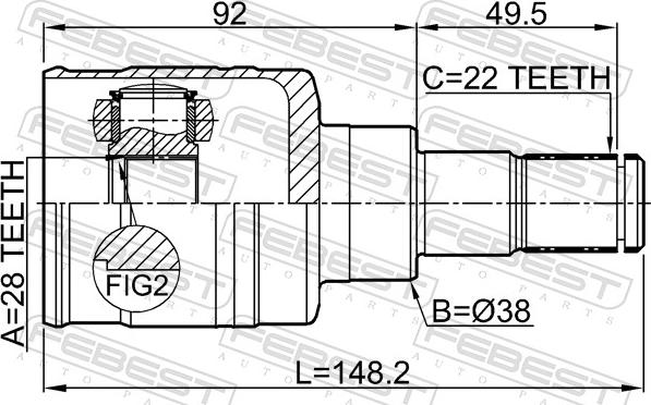Febest 0711-RS413ATLH - Шарнір, ШРУС, приводний вал autozip.com.ua