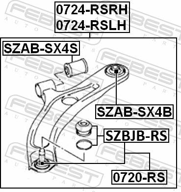 Febest SZAB-SX4B - Сайлентблок, важіль підвіски колеса autozip.com.ua