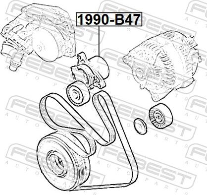 Febest 1990-B47 - Натягувач ременя, поліклиновий ремінь autozip.com.ua
