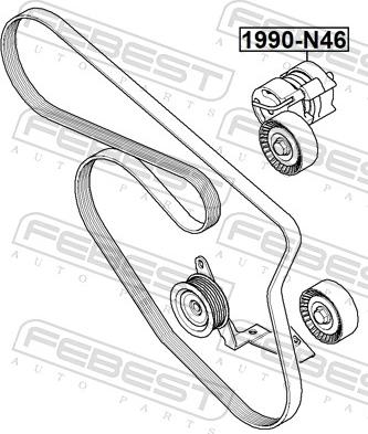 Febest 1990-N46 - Натягувач ременя, поліклиновий ремінь autozip.com.ua