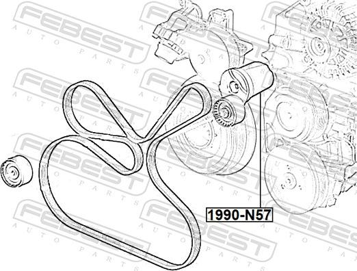 Febest 1990-N57 - Натягувач ременя, поліклиновий ремінь autozip.com.ua