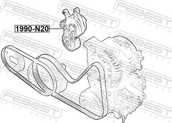 Febest 1990-N20 - Натягувач ременя, поліклиновий ремінь autozip.com.ua