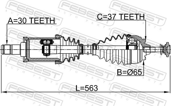 Febest 1914-F10LH - Приводний вал autozip.com.ua