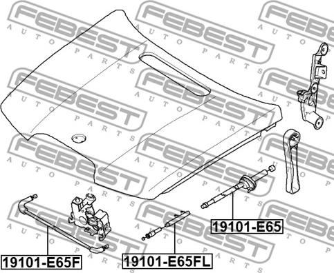 Febest 19101-E65 - Тросик замка капота autozip.com.ua