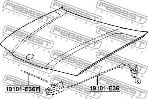 Febest 19101-E36 - Тросик замка капота autozip.com.ua