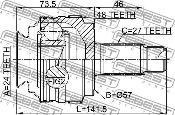 Febest 1910-E87A48R - Шарнірний комплект, ШРУС, приводний вал autozip.com.ua