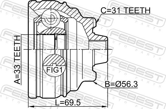 Febest 1910-F30 - Шарнір, ШРУС, приводний вал autozip.com.ua