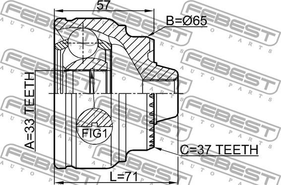 Febest 1910-F25 - Шарнірний комплект, ШРУС, приводний вал autozip.com.ua