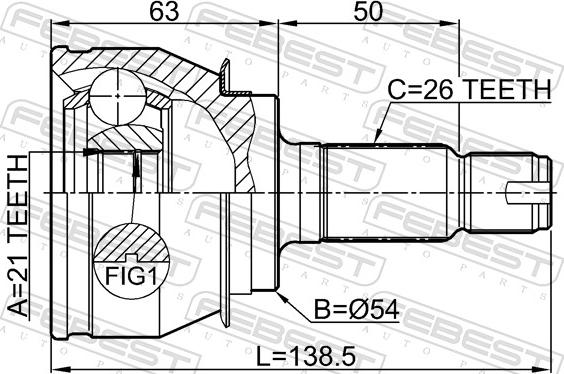 Febest 1910-R50 - Шарнір, ШРУС, приводний вал autozip.com.ua