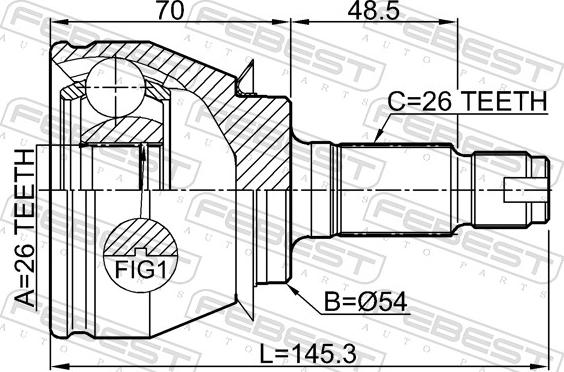 Febest 1910-R58 - Шарнір, ШРУС, приводний вал autozip.com.ua