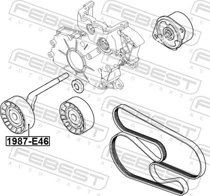 Febest 1987-E46 - Паразитний / провідний ролик, поліклиновий ремінь autozip.com.ua
