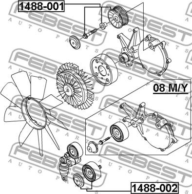 Febest 1488-002 - Паразитний / провідний ролик, поліклиновий ремінь autozip.com.ua