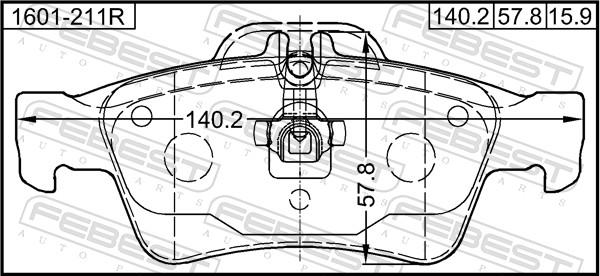 Febest 1601-211R - Гальмівні колодки, дискові гальма autozip.com.ua