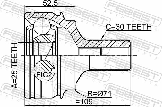 Febest 1610-221 - Шарнір, ШРУС, приводний вал autozip.com.ua