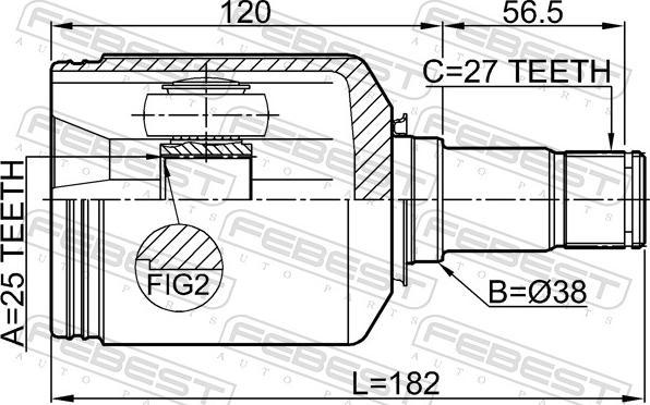 Febest 1611-169CVTLH - Шарнір, ШРУС, приводний вал autozip.com.ua