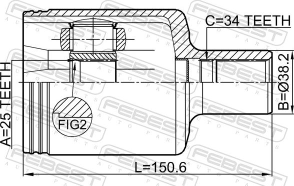 Febest 1611-204LH - Шарнір, ШРУС, приводний вал autozip.com.ua