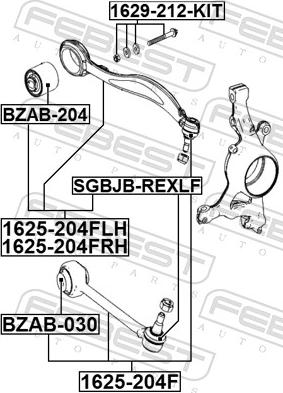 Febest BZAB-030 - Сайлентблок, важіль підвіски колеса autozip.com.ua