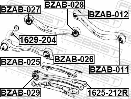 Febest BZAB-027 - Сайлентблок, важіль підвіски колеса autozip.com.ua