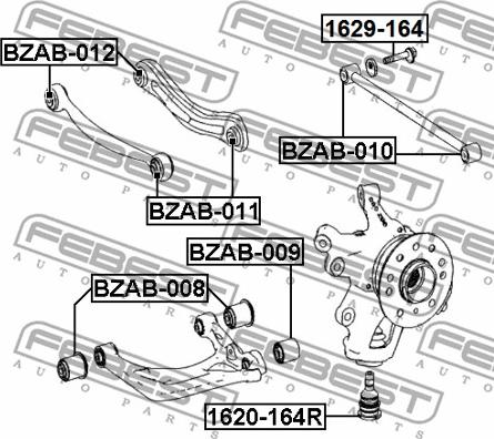 Febest BZAB-010 - Сайлентблок, важеля підвіски колеса autozip.com.ua