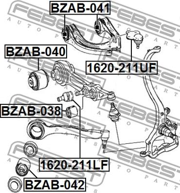 Febest 1620-211UF - Шарова опора, несучий / направляючий шарнір autozip.com.ua