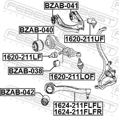 Febest BZAB-042 - Сайлентблок, важіль підвіски колеса autozip.com.ua