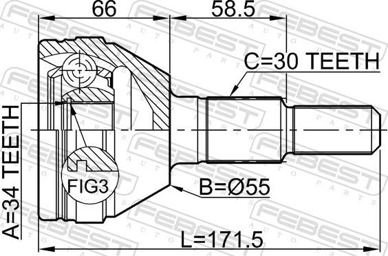 Febest 1010-CAP - Шарнірний комплект, ШРУС, приводний вал autozip.com.ua