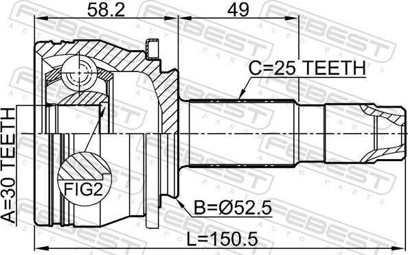 Febest 1010-T300 - Шарнір, ШРУС, приводний вал autozip.com.ua