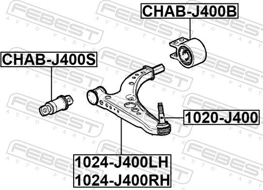 Febest CHAB-J400S - Сайлентблок, важеля підвіски колеса autozip.com.ua