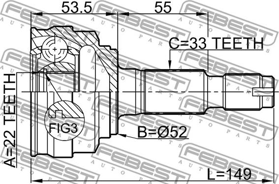 Febest 1110-011 - Шарнірний комплект, ШРУС, приводний вал autozip.com.ua