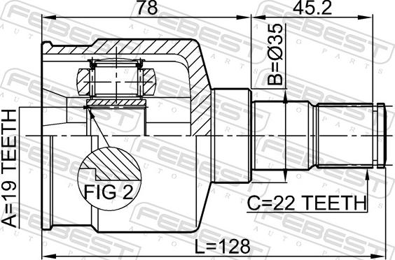 Febest 1111-SPA - Шарнір, ШРУС, приводний вал autozip.com.ua
