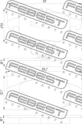 Febest 1801-ZAFBF - Гальмівні колодки, дискові гальма autozip.com.ua