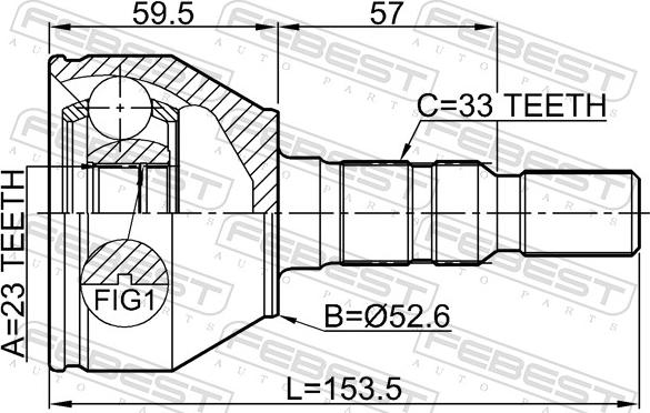 Febest 1810-ASJAT - Шарнір, ШРУС, приводний вал autozip.com.ua