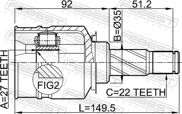 Febest 1811-Z14 - Шарнір, ШРУС, приводний вал autozip.com.ua