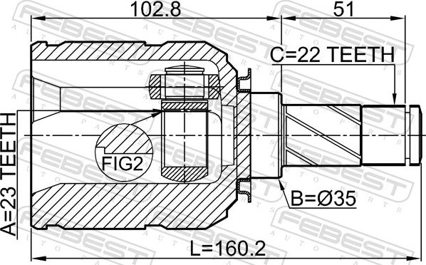 Febest 1811-Z18AT - Шарнір, ШРУС, приводний вал autozip.com.ua