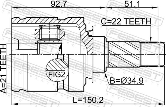 Febest 1811-Z12 - Шарнір, ШРУС, приводний вал autozip.com.ua