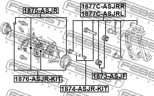 Febest 1877C-ASJRL - Комплект підтримки корпусу скоби гальма autozip.com.ua