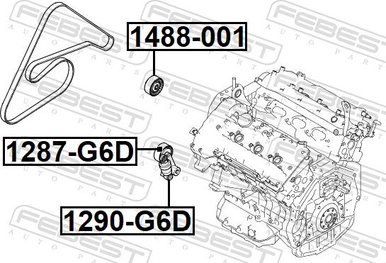 Febest 1290-G6D - Натягувач ременя, поліклиновий ремінь autozip.com.ua