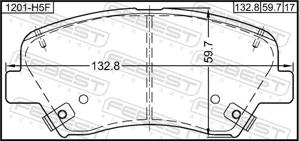 Febest 1201-H5F - Гальмівні колодки, дискові гальма autozip.com.ua