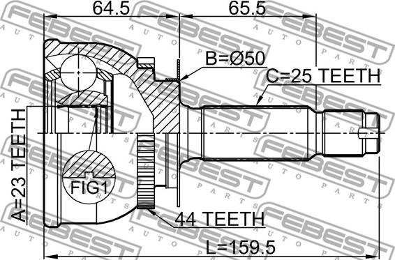 Febest 1210-MATA44 - Шарнірний комплект, ШРУС, приводний вал autozip.com.ua