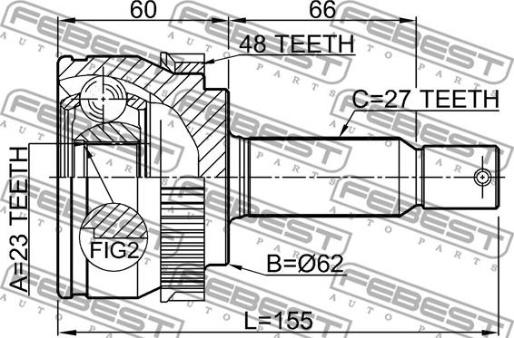 Febest 1210-TUC20A48 - Шарнірний комплект, ШРУС, приводний вал autozip.com.ua