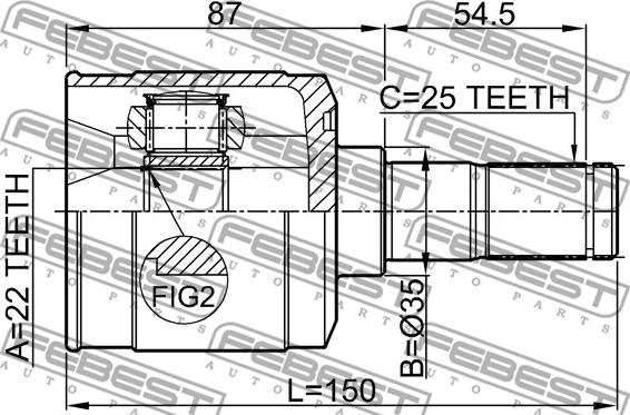 Febest 1211-ACCAT - Шарнірний комплект, ШРУС, приводний вал autozip.com.ua