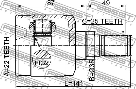 Febest 1211-ACCMT - Шарнірний комплект, ШРУС, приводний вал autozip.com.ua