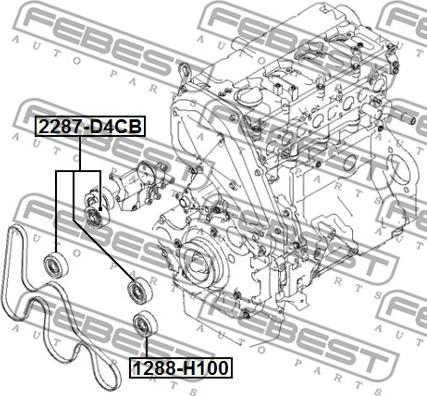 Febest 1288-H100 - Паразитний / провідний ролик, поліклиновий ремінь autozip.com.ua