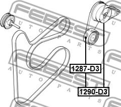 Febest 1287-D3 - Паразитний / провідний ролик, поліклиновий ремінь autozip.com.ua