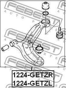 Febest 1224-GETZR - Важіль незалежної підвіски колеса autozip.com.ua