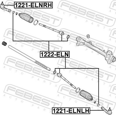 Febest 1222-ELN - Осьовий шарнір, рульова тяга autozip.com.ua