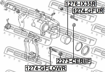 Febest 1274-GFUR - Направляючий болт, корпус скоби гальма autozip.com.ua